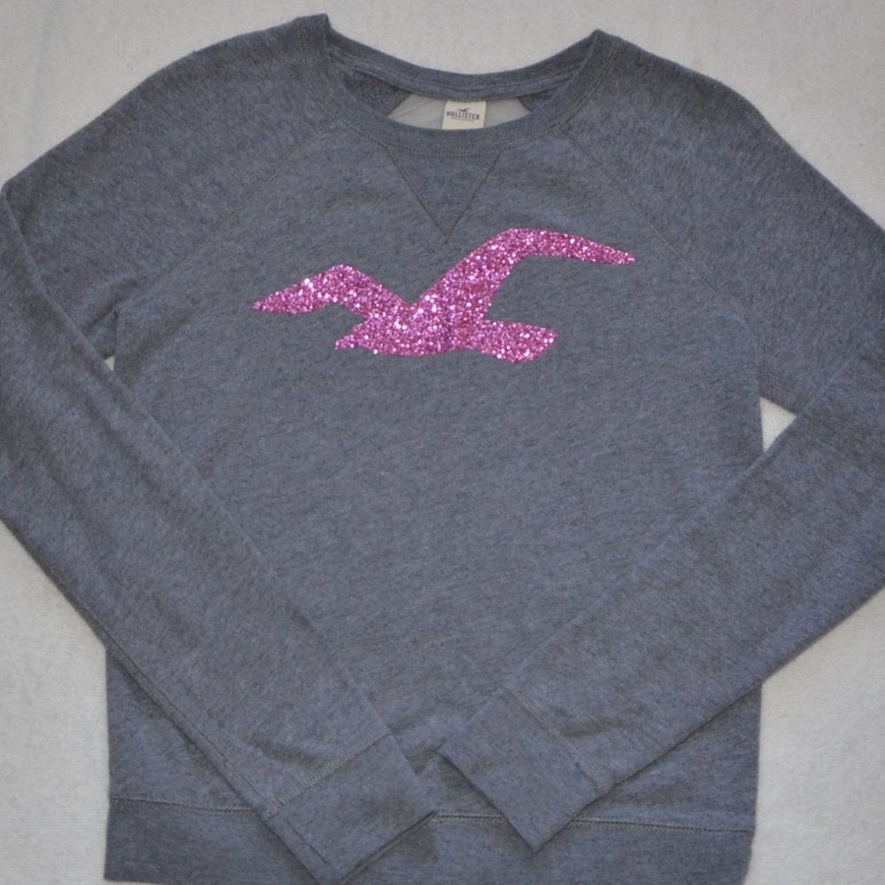 Hollister Womens S Gray Logo Sweater W/ Sheer Back